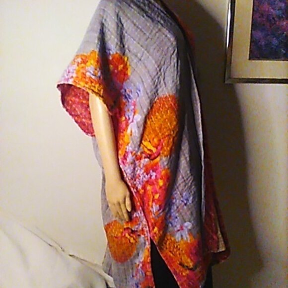 Kantha "Free Spirit" Long Kimono Reversible XL & Under Peacocks Handmade New - Picture 4 of 16